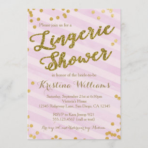 Invitation à la douche nuptiale Lingerie rose et o
