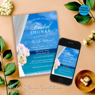 Invitation à la douche nuptiale moderne Blue Ocean