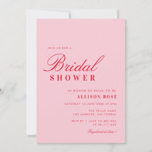 invitation à la douche nuptiale moderne rose et ro