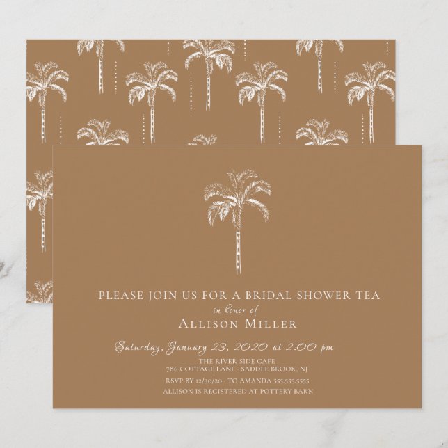 Invitation à la douche nuptiale moderne tropicale  (Devant / Derrière)