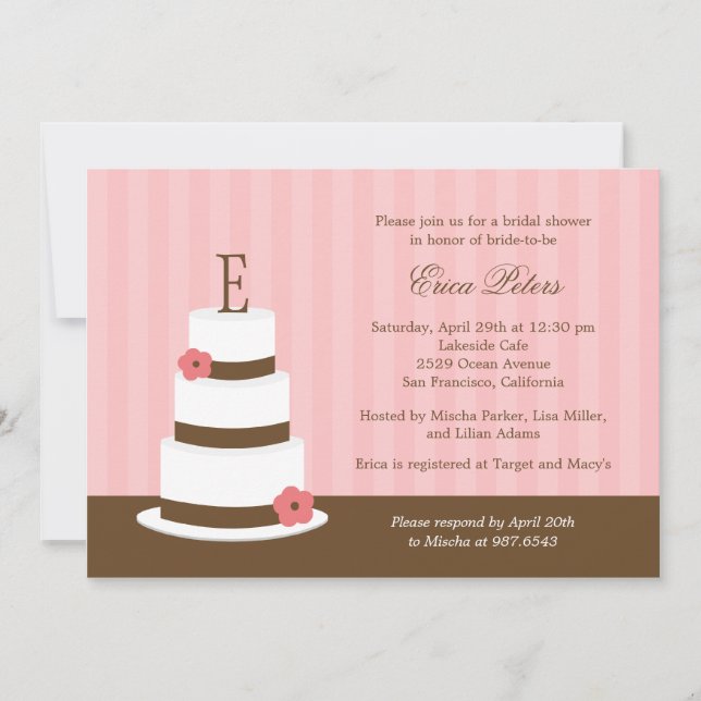 Invitation à la douche nuptiale Monogramme Cake -  (Devant)