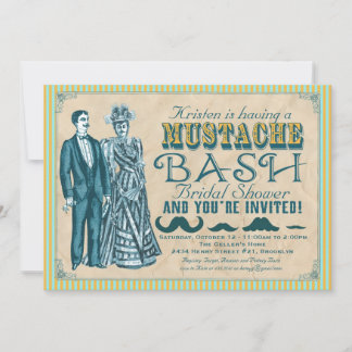 Invitation à la douche nuptiale Mustache Bash
