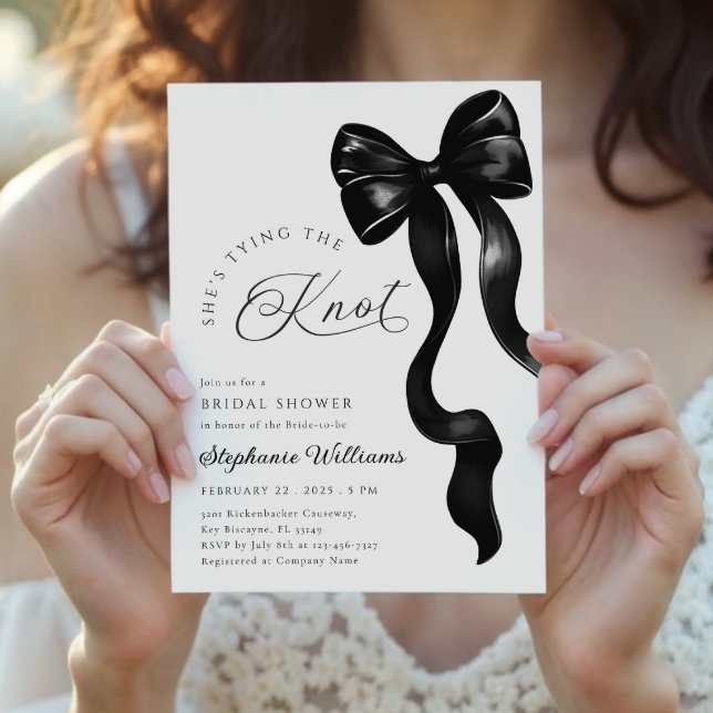 Invitation à la douche nuptiale noire Bow (Créateur téléchargé)