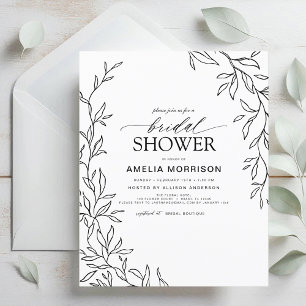 Invitation à la douche nuptiale noire et blanche F