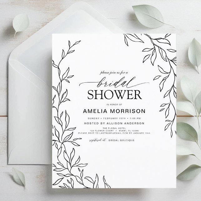 Invitation à la douche nuptiale noire et blanche F (Créateur téléchargé)