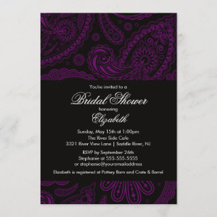 Invitation à la douche nuptiale Paisley Purple & B