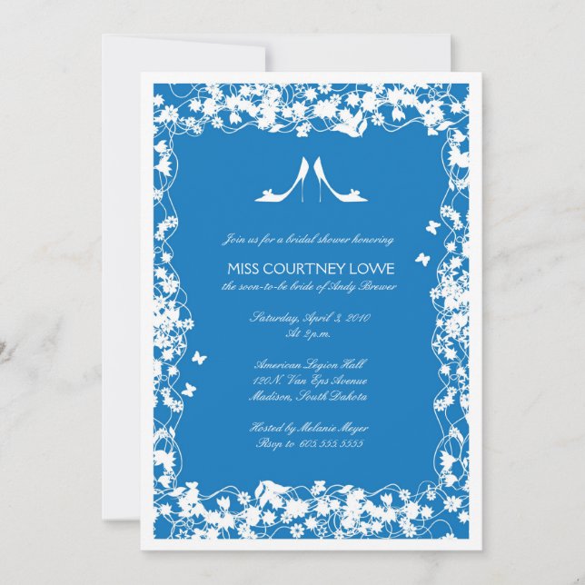 Invitation à la douche nuptiale Palace Blue Heels (Devant)