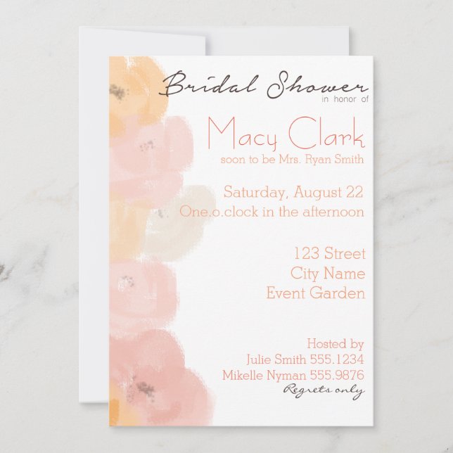 Invitation à la douche nuptiale Peach Blush (Devant)