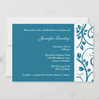 Invitation à la douche nuptiale Peacock Blue Flora