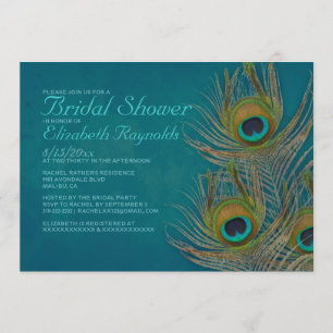 Invitation à la douche nuptiale Peacock Feather