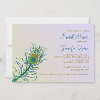 Invitation à la douche nuptiale Peacock Feather