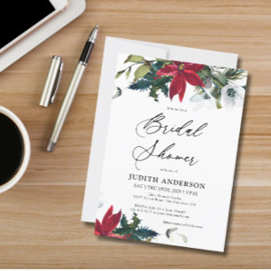 Invitation à la douche nuptiale Poinsettia hiver