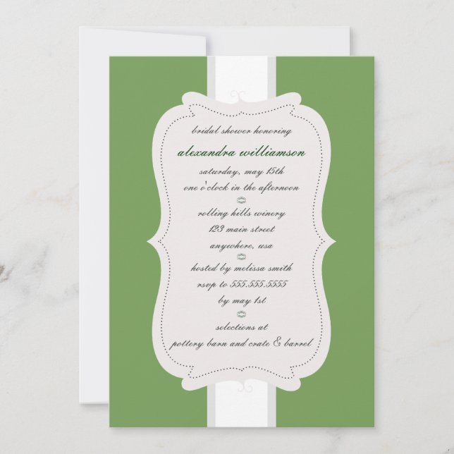 Invitation à la douche nuptiale Posh {Green} (Devant)