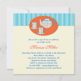Invitation à la douche nuptiale Pot de thé Polka D