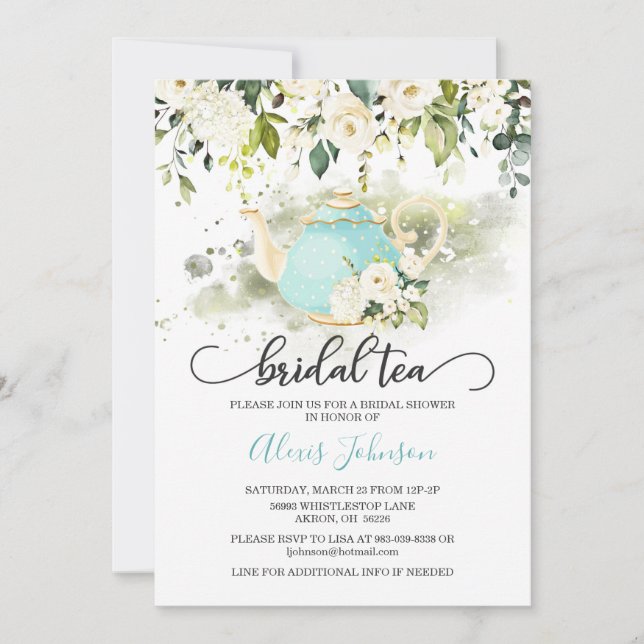 Invitation à la douche nuptiale pour le thé de la  (Devant)