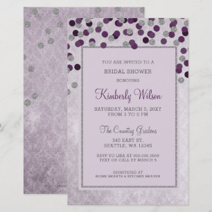 Invitation à la douche nuptiale Purple Confetti Bu