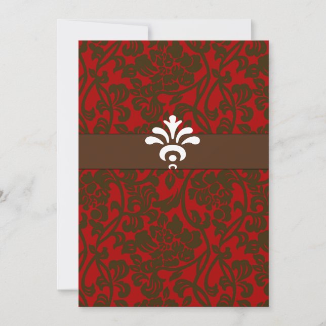 Invitation à la douche nuptiale Red & Brown Brocad (Devant)