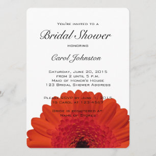 Invitation à la douche nuptiale Red Gerber Daisy