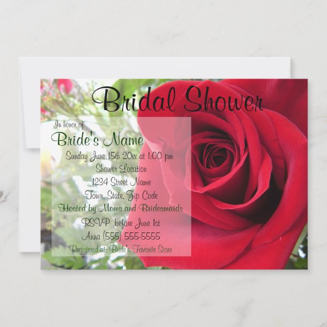 Invitation à la douche nuptiale Red Rose (Devant)