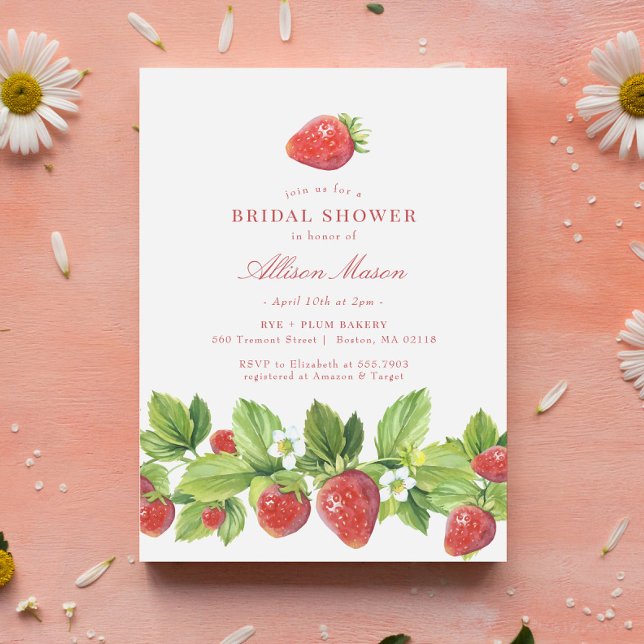 Invitation à la douche nuptiale Red Strawberry Ber (Créateur téléchargé)