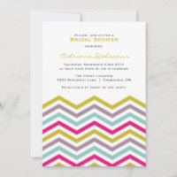 Invitation à la douche nuptiale Retro coloré Chevr