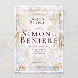 Invitation à la douche nuptiale Rococo Gold Filigr