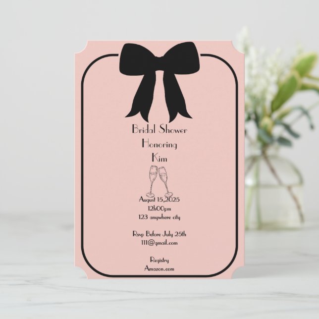 invitation à la douche nuptiale rose (Debout devant)