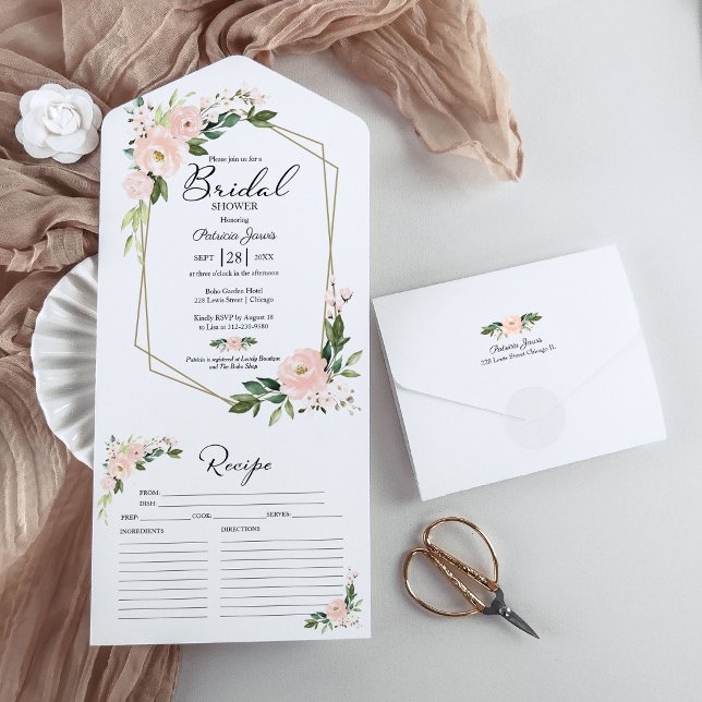 Invitation à la douche nuptiale rose avec carte de (Créateur téléchargé)