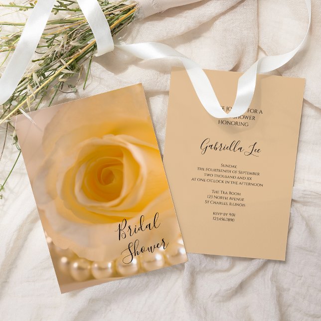 Invitation à la douche nuptiale Rose blanche et pe (Créateur téléchargé)