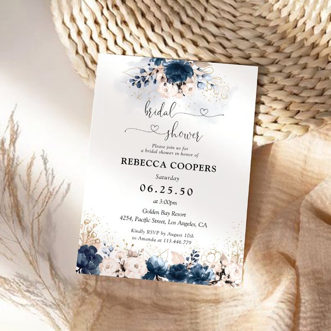 Invitation à la douche nuptiale Rose bleu et pouss (Créateur téléchargé)