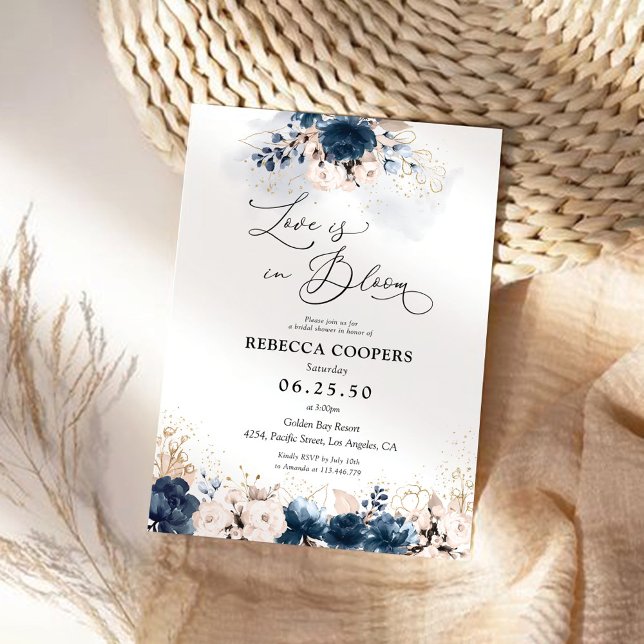 Invitation à la douche nuptiale Rose bleu et pouss (Créateur téléchargé)