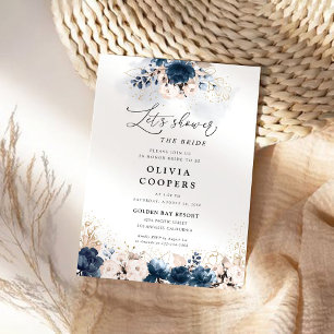 Invitation à la douche nuptiale Rose bleu et pouss