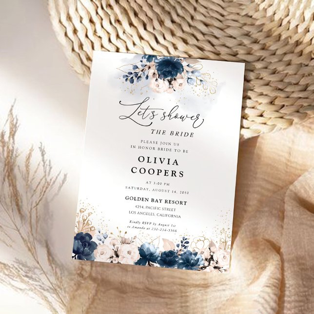 Invitation à la douche nuptiale Rose bleu et pouss (Créateur téléchargé)
