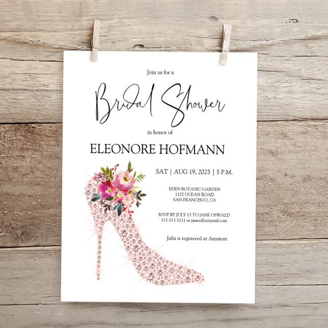 Invitation à la douche nuptiale rose budget talons (Créateur téléchargé)