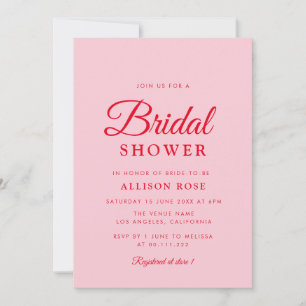 invitation à la douche nuptiale rose et rouge