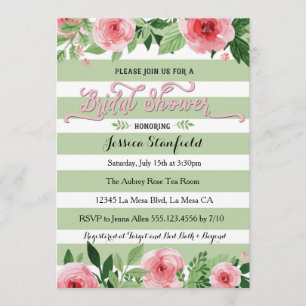 Invitation à la douche nuptiale rose et vert menth