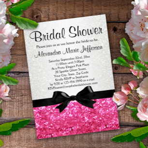 Invitation à la douche nuptiale rose étincelante