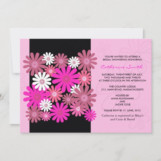 Invitation à la douche nuptiale rose Gerber Daisy (Devant)