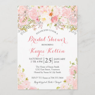 Invitation à la douche nuptiale rose pâle
