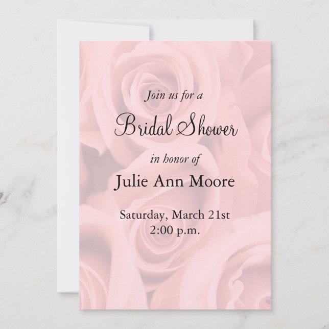 Invitation à la douche nuptiale rose Roses (Devant)