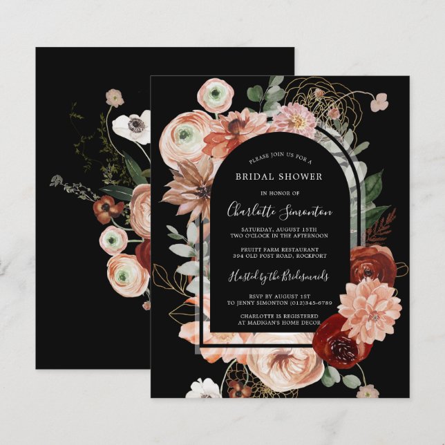 Invitation à la douche nuptiale rose rouge budget (Devant / Derrière)