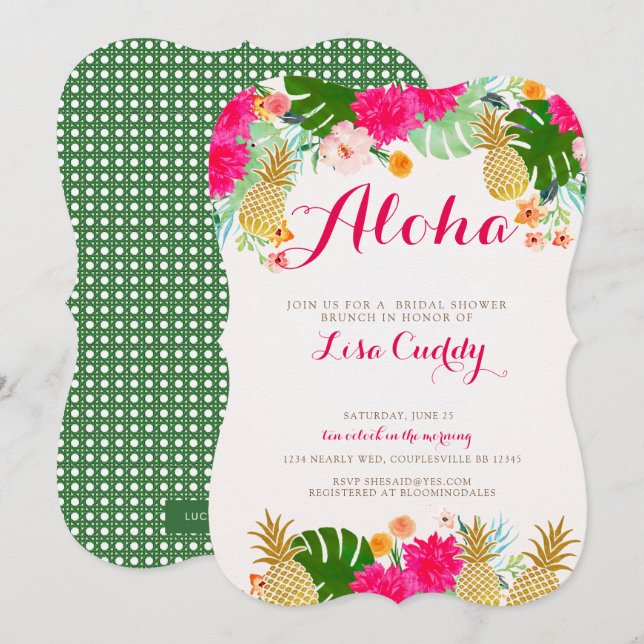 Invitation à la douche nuptiale rose vif (Devant / Derrière)