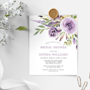 Invitation à la douche nuptiale Rose violet budget