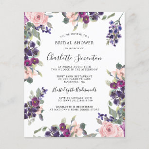 Invitation à la douche nuptiale rose violet budget