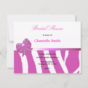 Invitation à la douche nuptiale rose Zebra