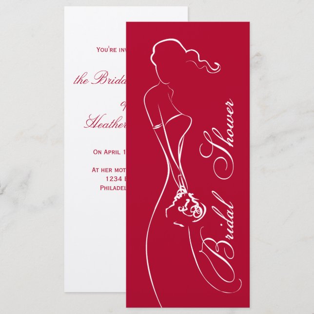Invitation à la douche nuptiale rouge profonde de  (Devant / Derrière)