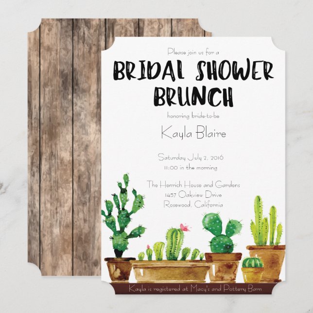 Invitation à la douche nuptiale - Rustic, Brunch (Devant / Derrière)