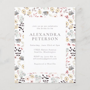 Invitation à la douche nuptiale Rustique Floral