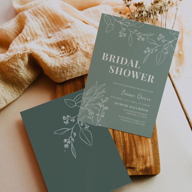 Invitation à la douche nuptiale Sage Green Boho Fl (Créateur téléchargé)
