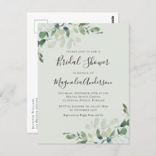 Invitation à la douche nuptiale Sage Green Eucalyp